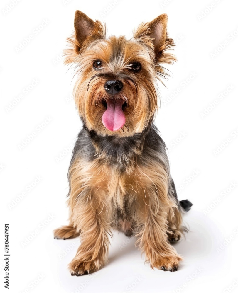 Radiant Yorkshire Terrier Sits Prettily, Tongue Out in Sheer Delight - Generative AI Radiant Yorkshire Terrier Sits Prettily, Tongue Out in Sheer Delight - Generative AI