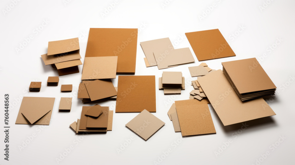 cardboard pieces of different sizes isolated on white background cardboard pieces of different sizes isolated on white background