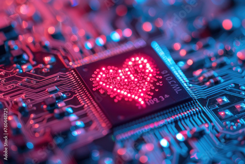 Circuit board cyber network connect heart photo