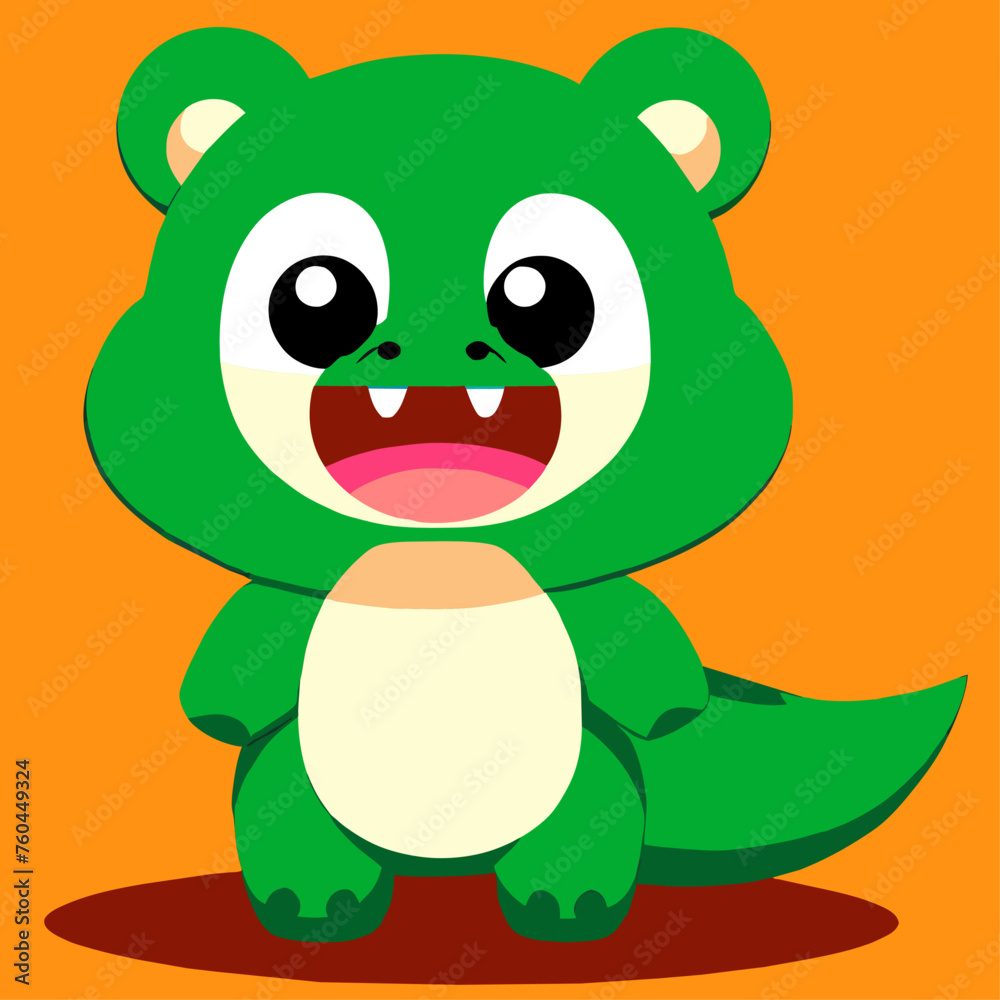 A cute green crocodile cartoon character with big eyes, a wide open mouth showing teeth, and a big smile. A cute green crocodile cartoon character with big eyes, a wide open mouth showing teeth, and a big smile.