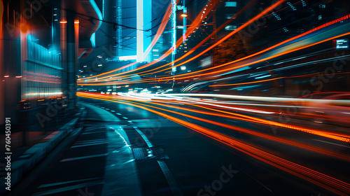Acceleration images with blurred lines and fast curves like futuristic lights are lasers that move with movement that is a view of speed along stations and traffic. Cars  public transport with electri