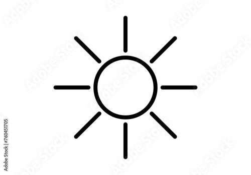 Icono negro de un sol en fondo blanco.