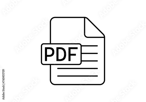 Icono negro de documento pdf en fondo blanco.
