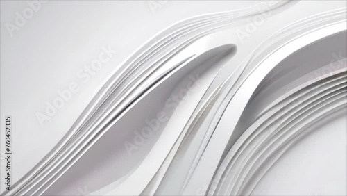 Video, abstract background. White curved lines move on a white background. Background for advertising. AI generative.