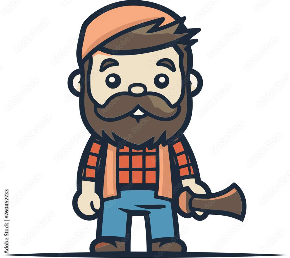 Bearded Lumberjack Ready to Tackle Woodcutting Challenges Vector