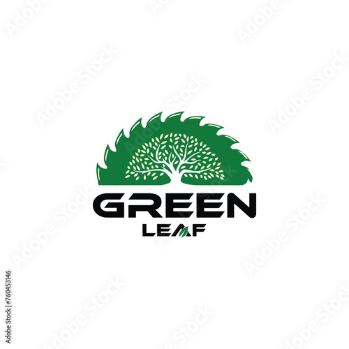 Tree cutting logo Vectors and Illustrations With Tree icon on it green color