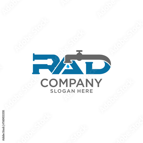 RAD Initial for Plumbing Service logo icon vector