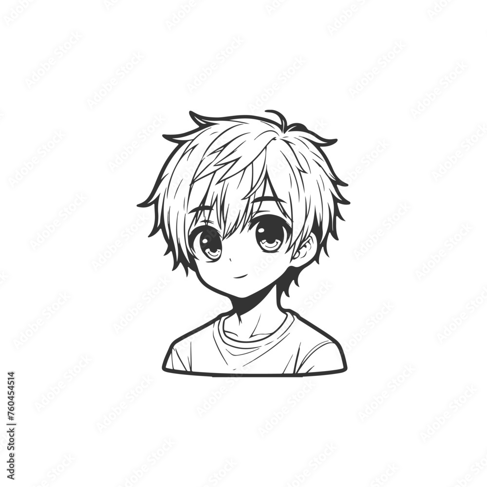 anime boy vector illustration hand-drawn cartoon character manga style