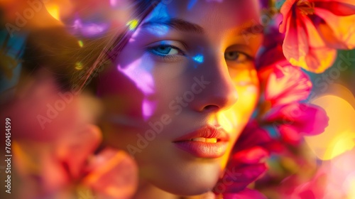 Vibrant hues surround a girl model in a breathtaking HD shot  evoking a sense of elegance and poise.