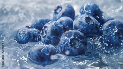Concept of fresh summer fruits  blueberry in water