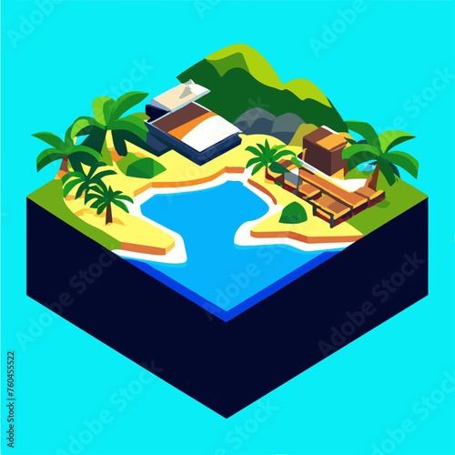 trend island isometric simple Design illustration