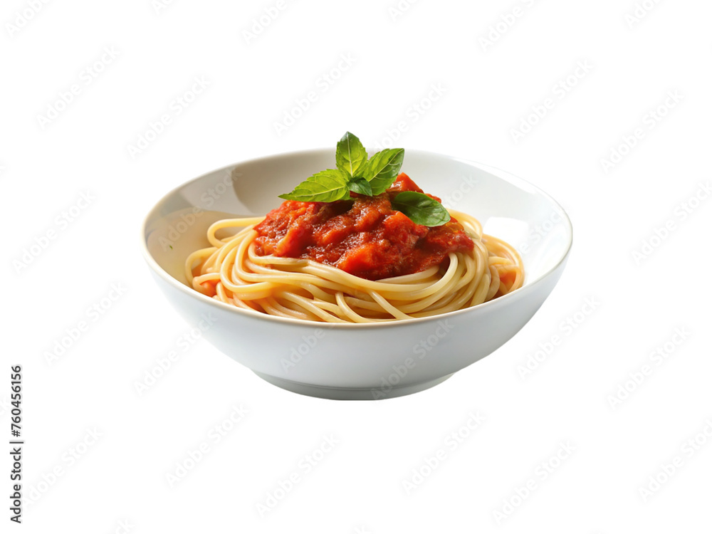 Pasta with tomato sauce in a white bowl. isolated on transparent background. Pasta with tomato sauce in a white bowl. isolated on transparent background.
