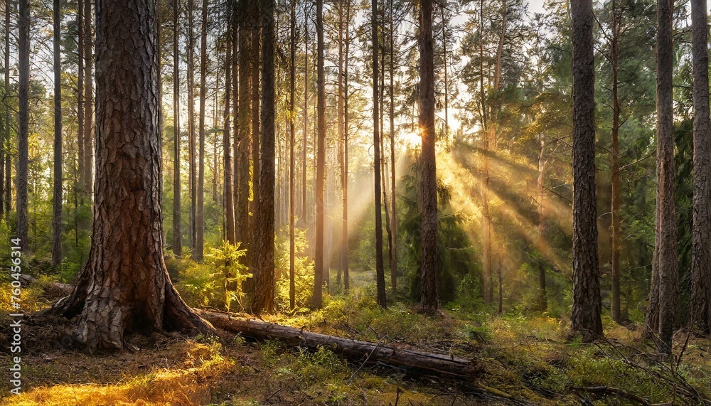 Fototapeta premium autumn forest in the morning