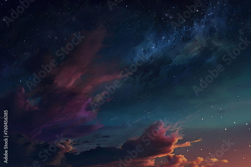 Abstract night sky illustration backdrop. Captivating artwork for backgrounds © Amila Vector