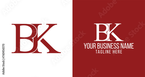 Letter BK logo design, letter B and K icon design template