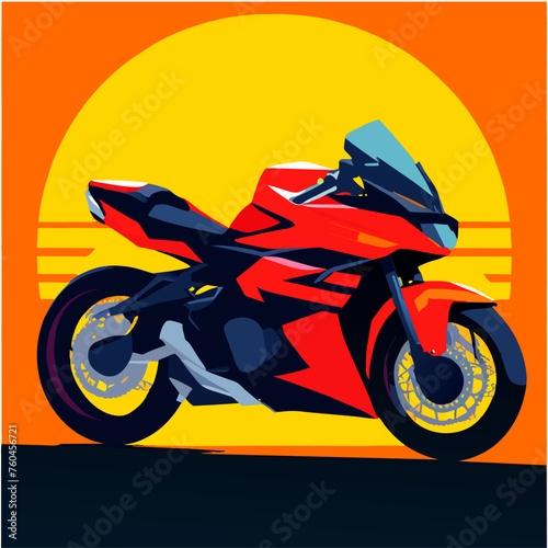 trend motorcycle cartoon simple Design illustration