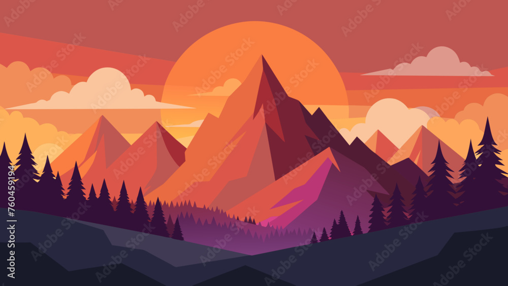 mountain scenery with sunse