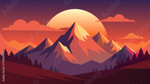 mountain scenery with sunse