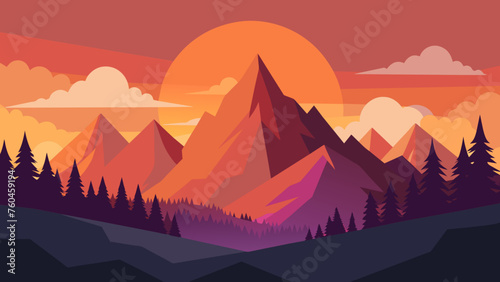 mountain scenery with sunse