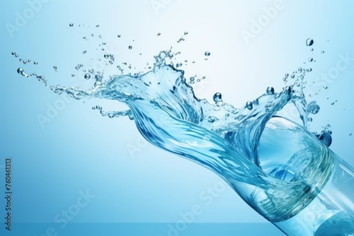 Splashes of water on a blue background. 