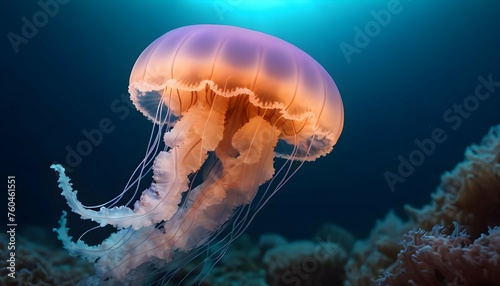 A Jellyfish In A Sea Of Glowing Aquatic Life © Wafa