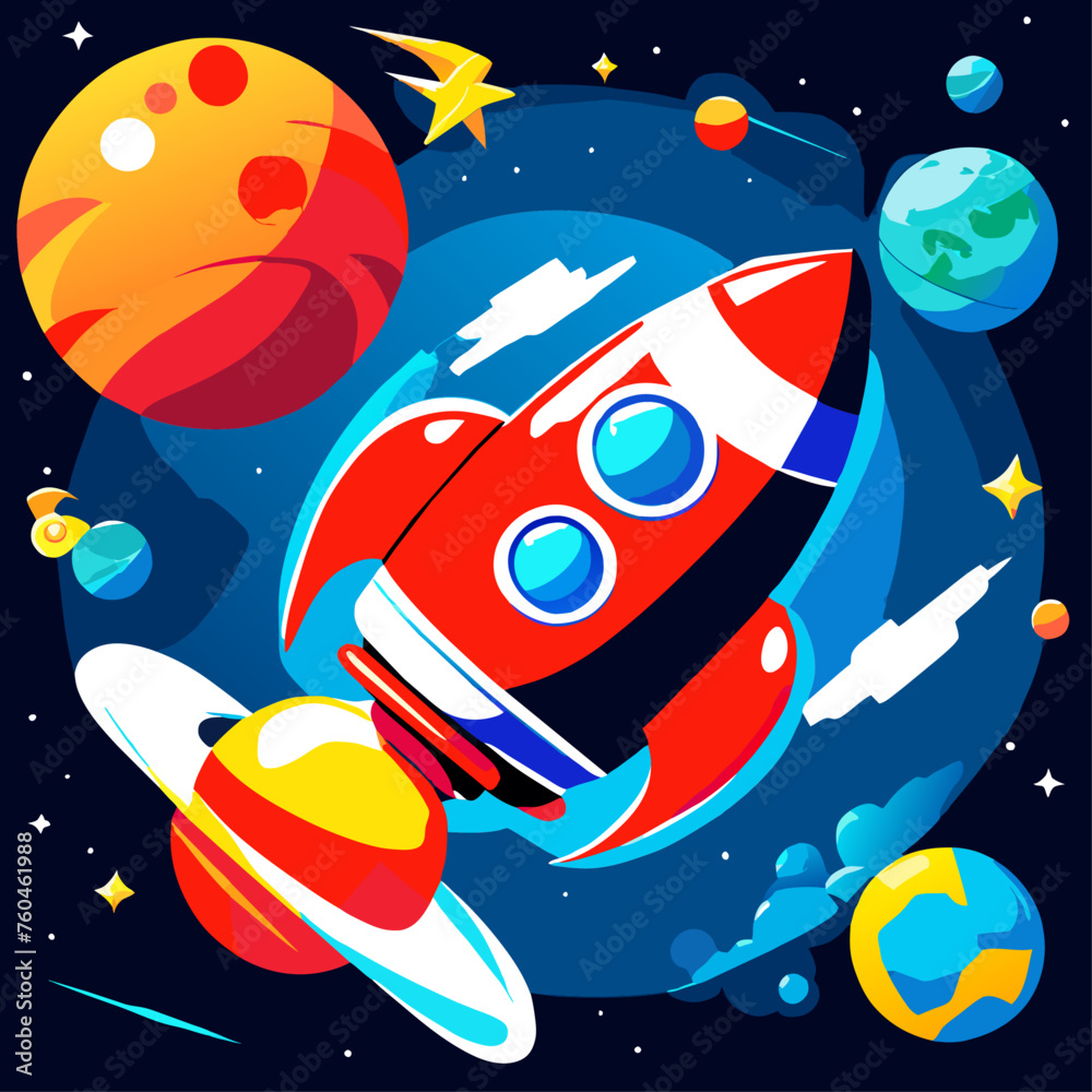 Fototapeta premium trend space cartoon cartoon simple Design illustration