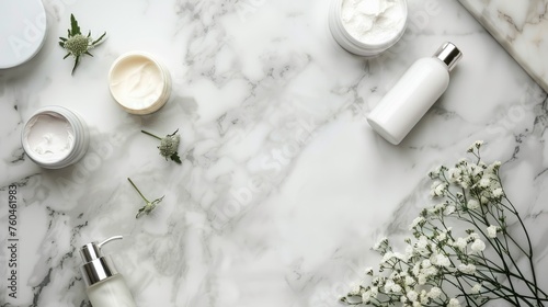 Minimalist Skincare on a Marble Background