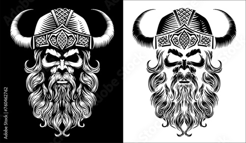A Viking warrior or barbarian gladiator man mascot face looking strong wearing a helmet. In a retro vintage woodcut style.