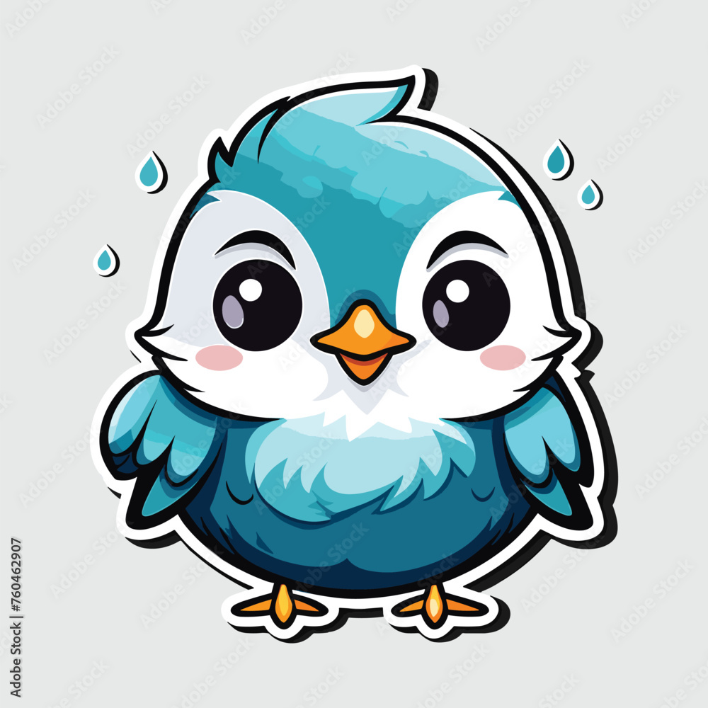 cute cyan bird vector cartoon design