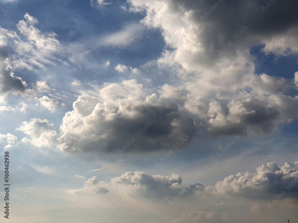 The perspective of Nimbus clouds in the sky backgrounds