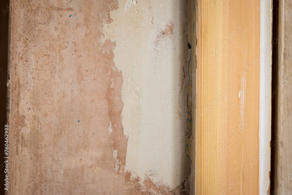 sanded wooden door casing closeup during home renovation sanded wooden door casing closeup during home renovation