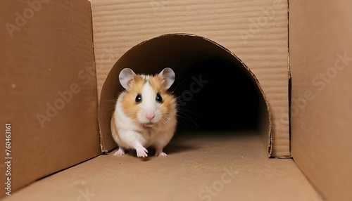 A Hamster Darting Through A Tunnel Made Of Cardboa Upscaled 6