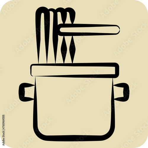 Icon Noodles. related to Cooking symbol. hand drawn style. simple design editable. simple illustration photo