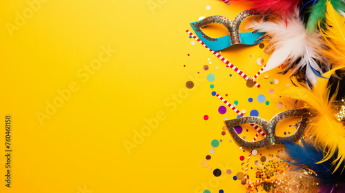 Bright colorful carnival or party frame on yellow © aleena