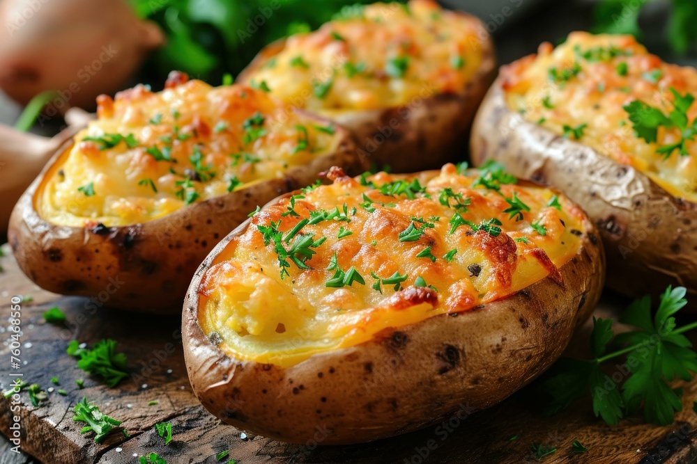 Baked potatoes. Cooking oven cuisine. Generate Ai Baked potatoes. Cooking oven cuisine. Generate Ai