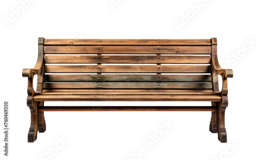 Wooden Bench on White Background. On White or PNG Transparent Background.