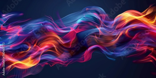 A vibrant wave of colorful smoke billowing on a dark black background