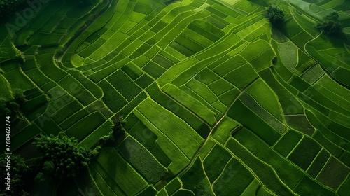 Nature photography farm land green rice field drone