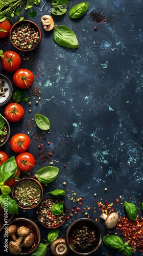 grunge cooking table with ingredients. 