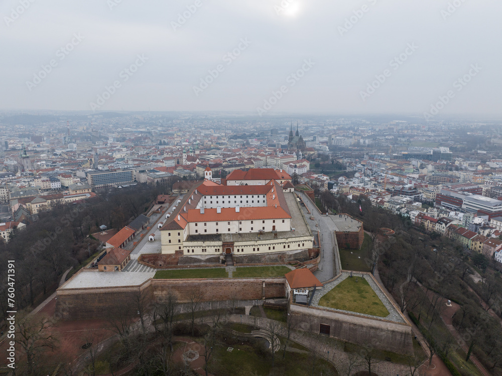 Aerial view of Spilberk Castle in Brno, Czech Republic