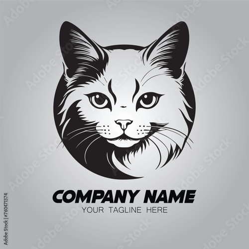 a head cat logo company vector image