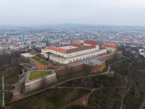 Aerial view of Spilberk Castle in Brno, Czech Republic