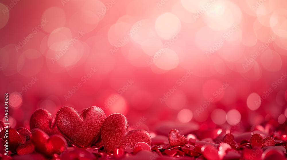 Valentines day background banner with abstract panorama of red hearts for love concept Valentines day background banner with abstract panorama of red hearts for love concept