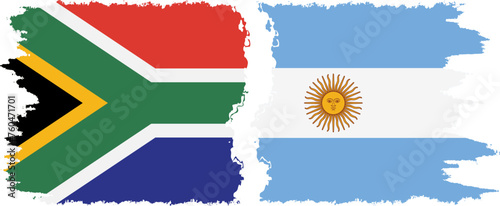 Argentina and South Africa grunge flags connection vector