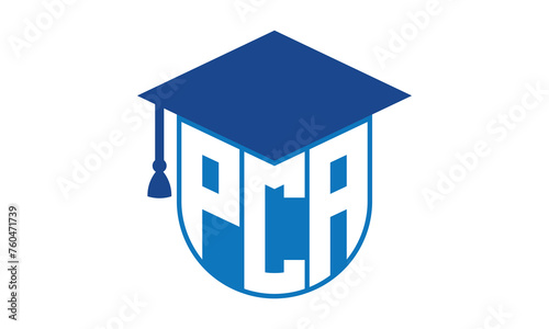 PCA initial letter academic logo design vector template. school college logo, university logo, graduation cap logo, institute logo, educational logo, library logo, teaching logo, book shop, varsity