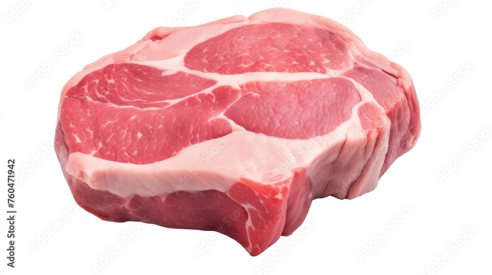 A Piece of Raw Meat on a White Background. On White or PNG Transparent Background.