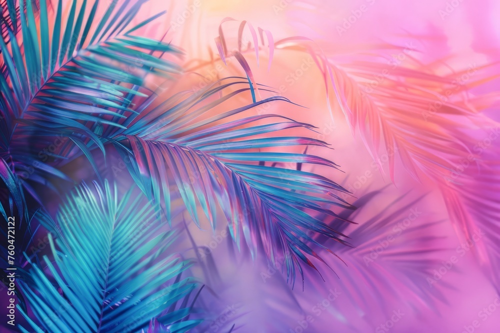 Blurry shot of green palm tree leaves swaying in the wind Blurry shot of green palm tree leaves swaying in the wind