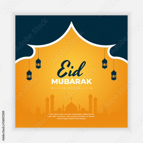 Eid mubarak and eid ul fitr  social media post design template. Vector Illustration .