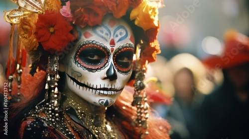 Cultural Elegance: A Magnificent Display of Dia De Los Muertos with Elaborate Sugar Skull Costumes © Graphic Ledger