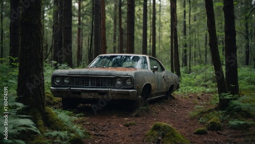 old car in the jungle